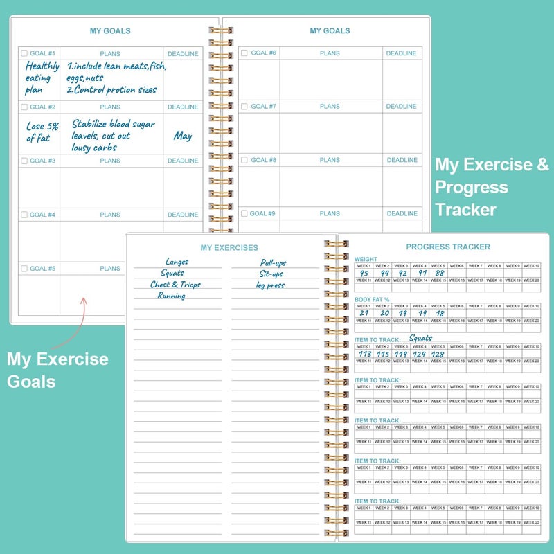 Heveboik Fitness Journal for Women & Men - A5 Workout Journal/Planner Daily Exercise Log Book to Weight Loss, Gym, Muscle Gain, Bodybuilding Progress - Daily Personal Health & Wellness Tracker, Spiral-Bound, - Image 4