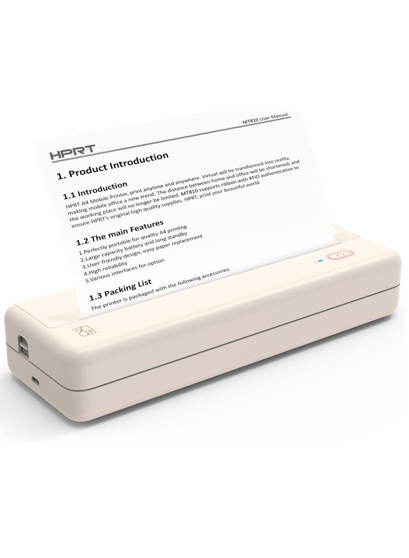 HPRT Home Printer Compact MT810, Mobile Potable Printing for Travel Wireless, Slim Bluetooth Small Printer for Home, Office, Vehicles Inside Paper Roll - Image 1