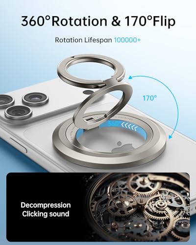 SYNCWIRE for MagSafe Ring Phone Holder 360 Rotation Magnetic Cell Phone Grip DualSided Magnets Phone Ring Kickstand Compatible with iPhone 17 16 15 14 13 12 Pro Max MagSafe Android Samsung etc - Image 3