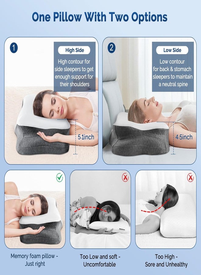 Silkena Cervical Neck Pillow, Ergonomic Side Sleeper Pillow for Neck Support, Cooling Memory Foam Pillows for Sleeping, Contour Orthopedic Bed Pillows for Side Back Stomach Sleepers (White) - Image 3