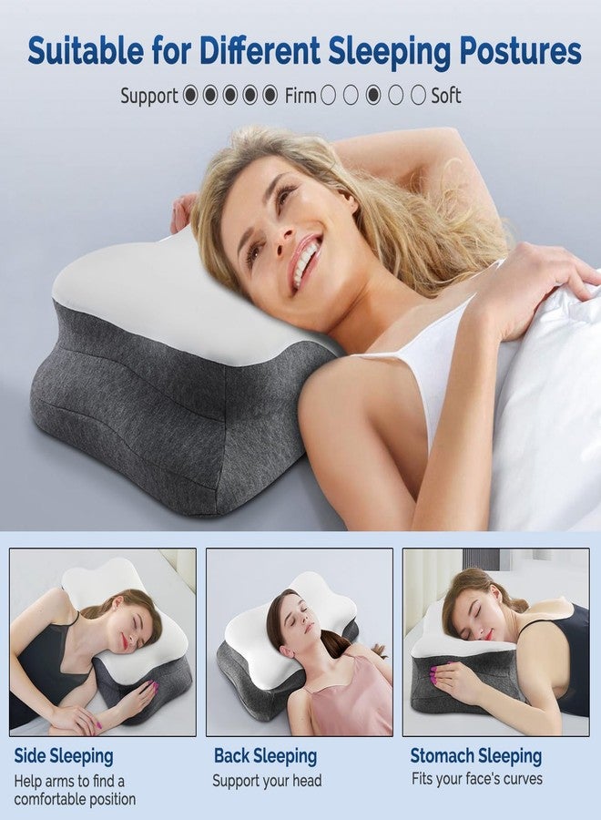 Silkena Cervical Neck Pillow, Ergonomic Side Sleeper Pillow for Neck Support, Cooling Memory Foam Pillows for Sleeping, Contour Orthopedic Bed Pillows for Side Back Stomach Sleepers (White) - Image 5