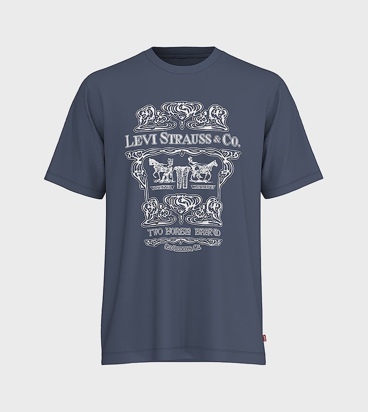 ليفايز تيشيرت قطني بأكمام قصيرة ورسمة