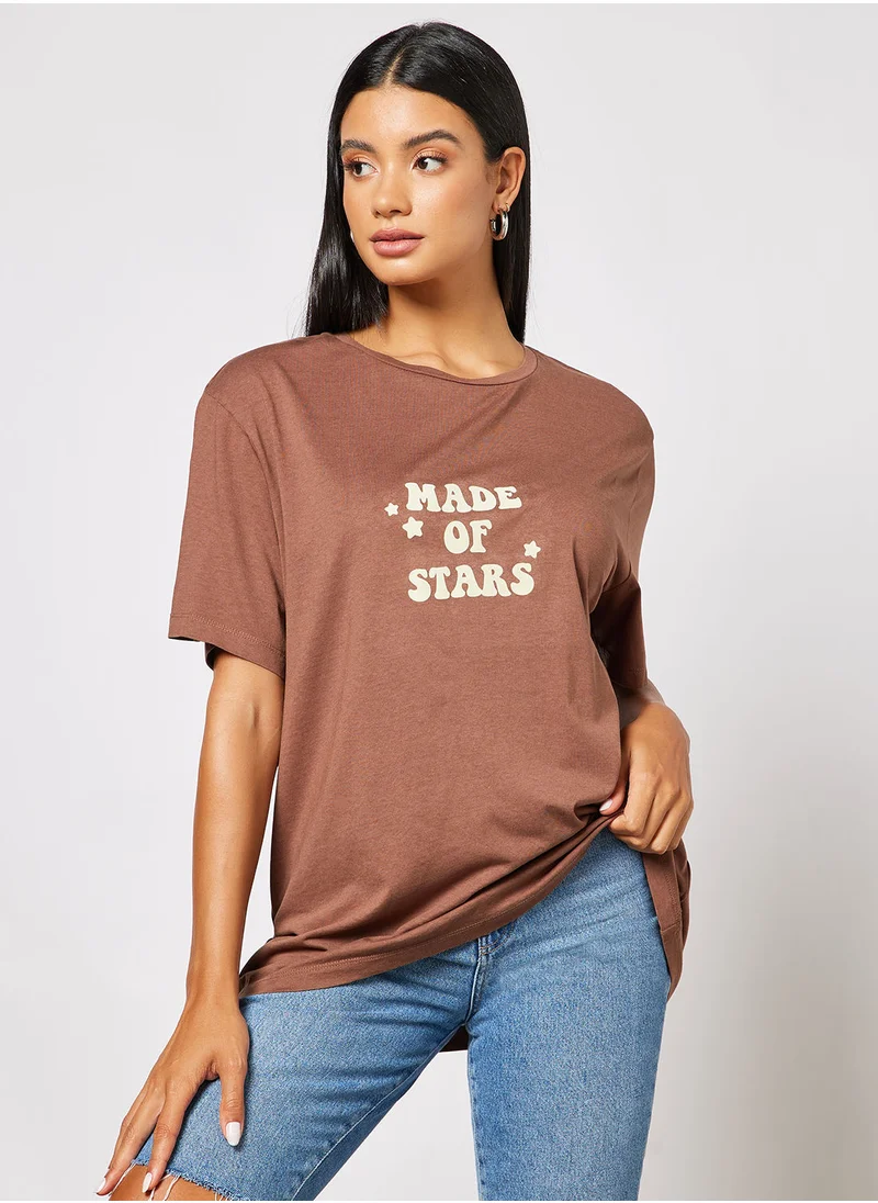 Charlie Holiday. Slogan Print Boyfriend T-Shirt