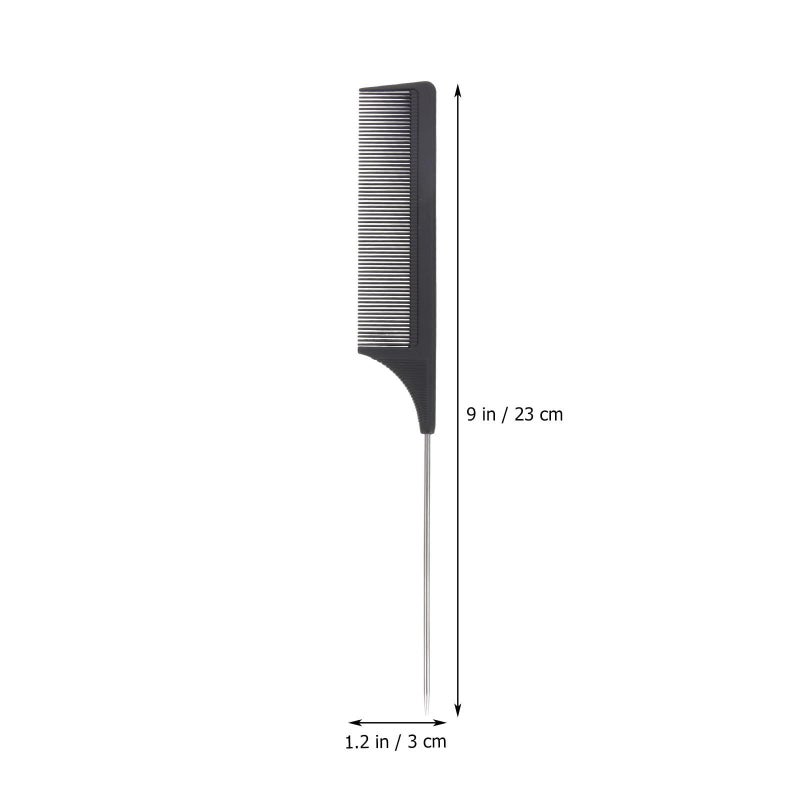 6Pcs Black Hair Brush Comb Set with Teasing Comb and Pin Tail for Salon Styling - Image 3