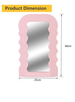 Bluejw Aesthetic Wave Pattern Irregular Frame Mirror, Decorative Desk Wall Mirror for Living Room Bedroom Hallway Home Decor (Pink)  - Image 3