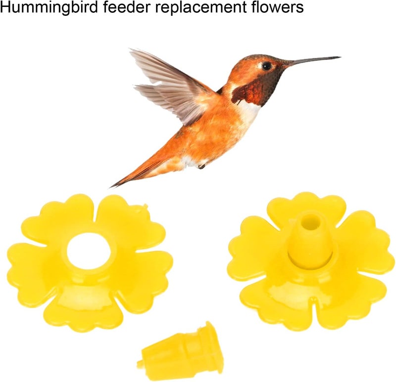 klarako Flowers Hanging Bird Feeding Ports Replacement, 30 Set Hummingbird Feeder Flowers Hanging Bird Feeding Ports Replacement Parts Garden Supplies (Yellow) - Image 5