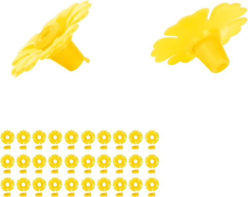 klarako Flowers Hanging Bird Feeding Ports Replacement, 30 Set Hummingbird Feeder Flowers Hanging Bird Feeding Ports Replacement Parts Garden Supplies (Yellow) - Image 1