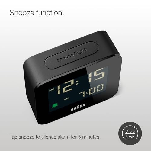 Braun Digital Travel Alarm Clock with Snooze, Compact Size, Negative LCD Display, Quick Set, Crescendo Beep Alarm in Black, Model BC08B (1-Pack) - Image 4