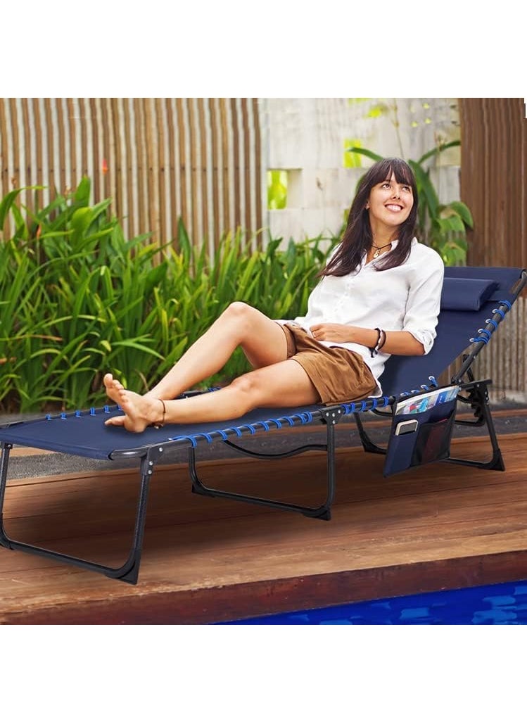 Scizor - Scizor Outdoor Folding Sun Loungers for Garden Folding Reclining Sunloungers Lounger Portable Sunbed with Pillow and 5 Position for Garden Pool Indoor CyanSC02 - Image 1