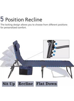Scizor Scizor Outdoor Folding Sun Loungers for Garden Folding Reclining Sunloungers Lounger Portable Sunbed with Pillow and 5 Position for Garden Pool Indoor CyanSC02  - Image 4