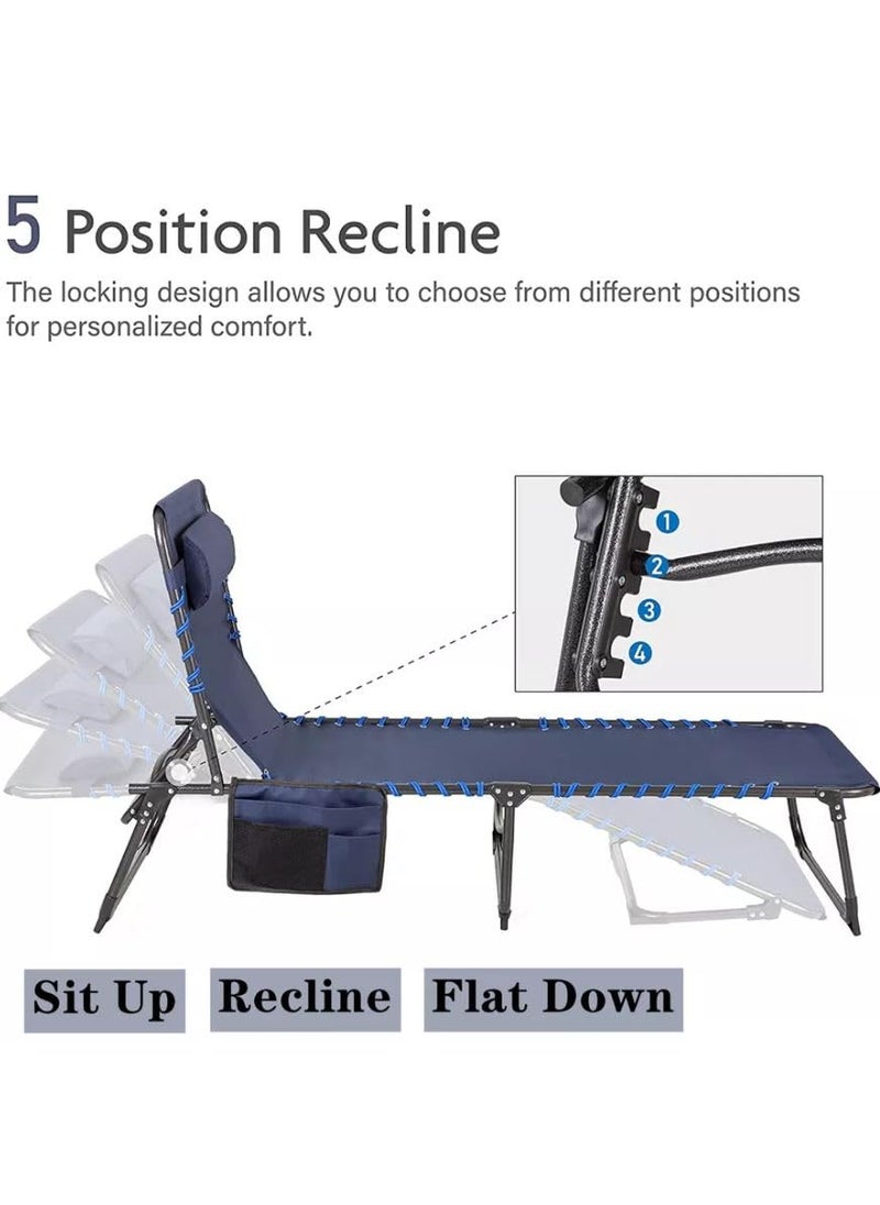 Scizor - Scizor Outdoor Folding Sun Loungers for Garden Folding Reclining Sunloungers Lounger Portable Sunbed with Pillow and 5 Position for Garden Pool Indoor CyanSC02 - Image 1