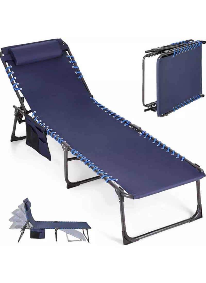 Scizor - Scizor Outdoor Folding Sun Loungers for Garden Folding Reclining Sunloungers Lounger Portable Sunbed with Pillow and 5 Position for Garden Pool Indoor CyanSC02 - Image 1