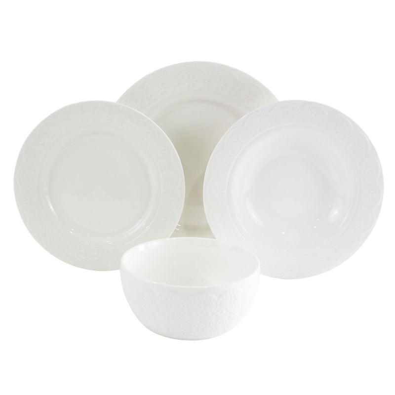 لا ميسا طقم عشاء بورسلان من لا ميسا باللون الأبيض 16 قطعة - Image 2