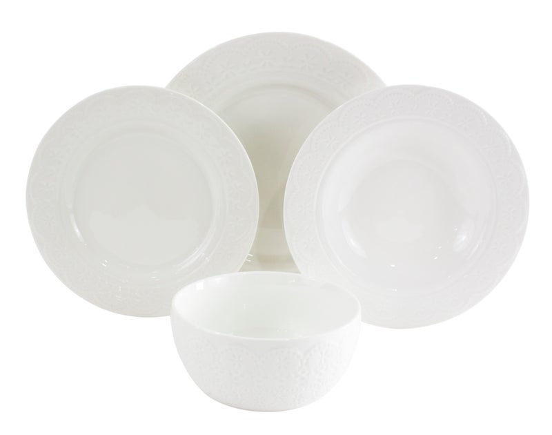 لا ميسا طقم عشاء بورسلان من لا ميسا باللون الأبيض 16 قطعة - Image 5