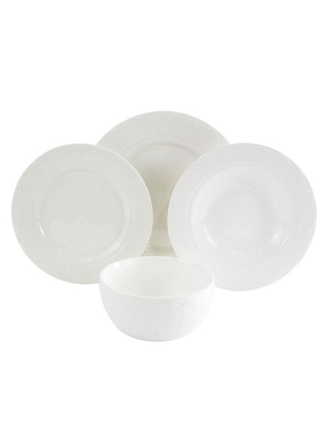 La Mesa 16 Pcs Dinner Set Serve 4 Lacy Super White  - Image 1
