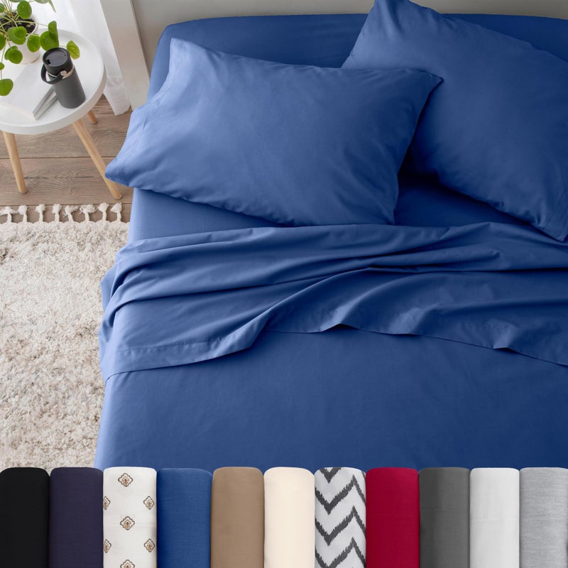 Martex 3 Piece Twin Sheets Set | Twin Bed Sheets Set â€“ Light Weight, Soft Breathable Sheets | Brushed Cotton Rich Blend | Secure-Fit, Wrinkle Resistant, Durable, Easy Care Bed Sheets | Comfy Sheets | Blue - Image 2