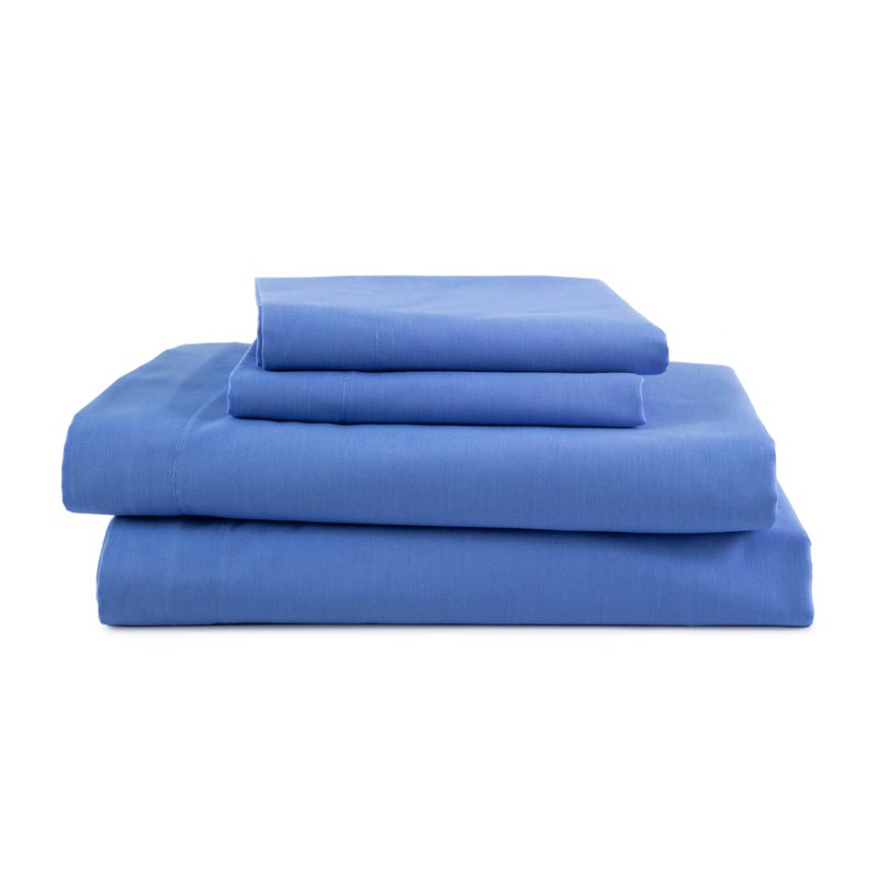 Martex 3 Piece Twin Sheets Set | Twin Bed Sheets Set â€“ Light Weight, Soft Breathable Sheets | Brushed Cotton Rich Blend | Secure-Fit, Wrinkle Resistant, Durable, Easy Care Bed Sheets | Comfy Sheets | Blue - Image 1