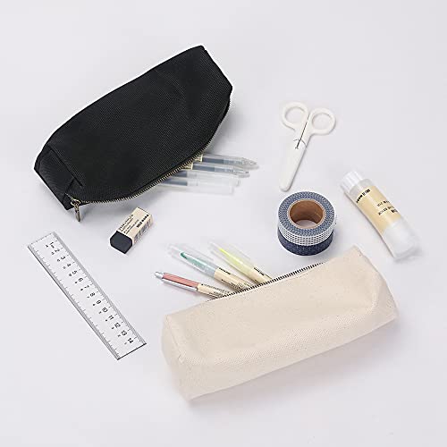 YONBEN Canvas Pencil Case Stationery Bag Pencil Case Storage Cosmetic Bag (Black, S) - Image 5