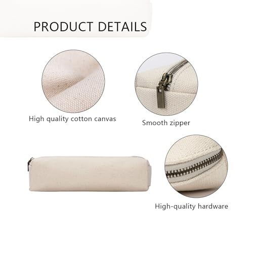 YONBEN Canvas Pencil Case Stationery Bag Pencil Case Storage Cosmetic Bag (Black, S) - Image 3