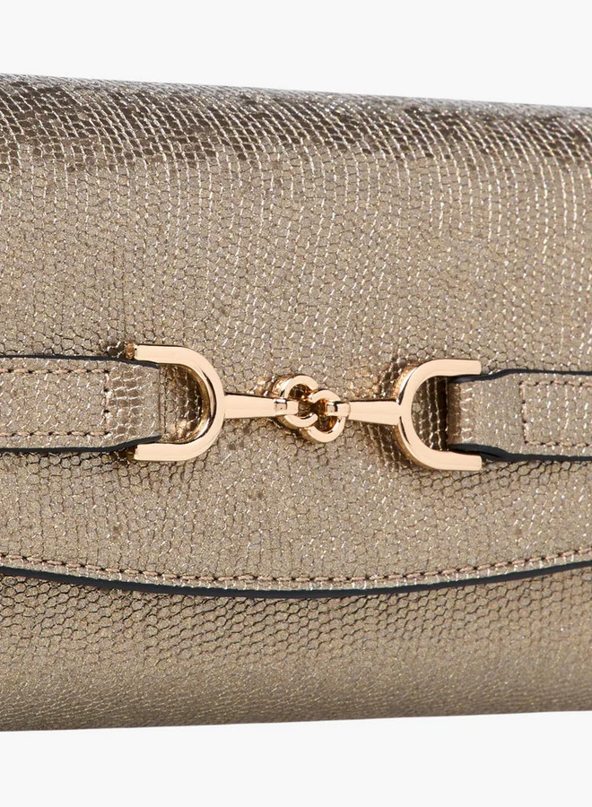 Celeste Metallic Textured Crossbody Bag with Chain Strap and Button Closure