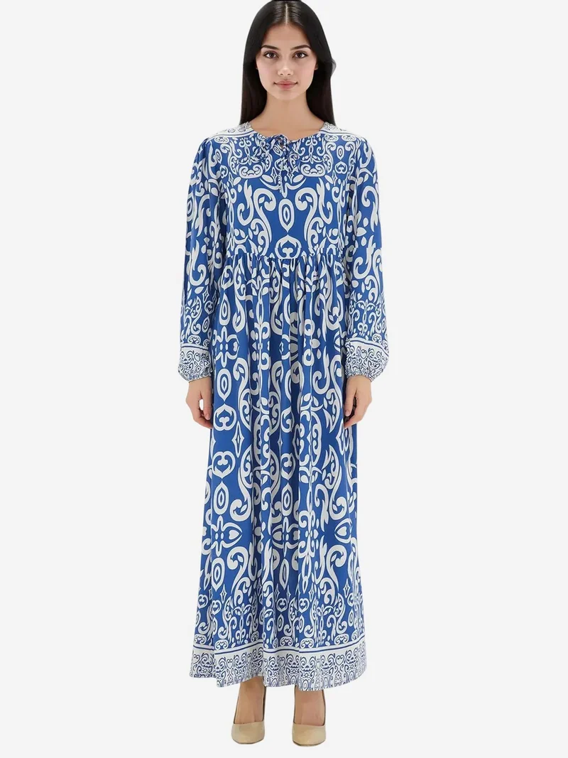 BIG DART BDART Patterned Maxi Dress with Tie Closure