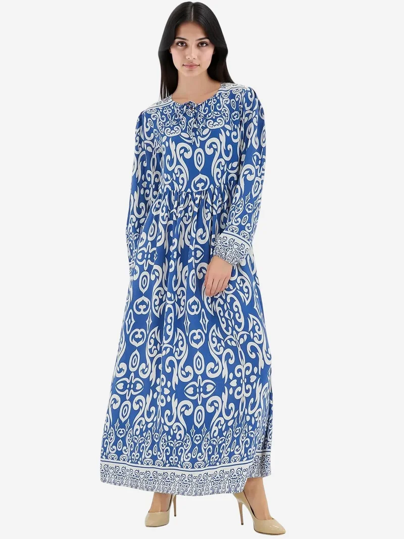 BIG DART BDART Patterned Maxi Dress with Tie Closure