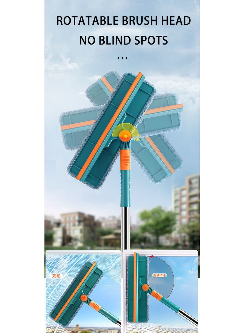 HOMESTAR Window Glass Cleaning Mop, Flexible Window Cleaning Kit With 134.5 cm Telescopic Pole , 2-in-1 Glass Scrubber and Squeegee, Telescopic Window Washing Equipment With Bendable Head, 180° Pivoting Head For Cleaning, Strong Absorption & Hang Hole, Glass Cleaning Tools For Indoor/Outdoor High Window,  27*134.5 cm - Image 5