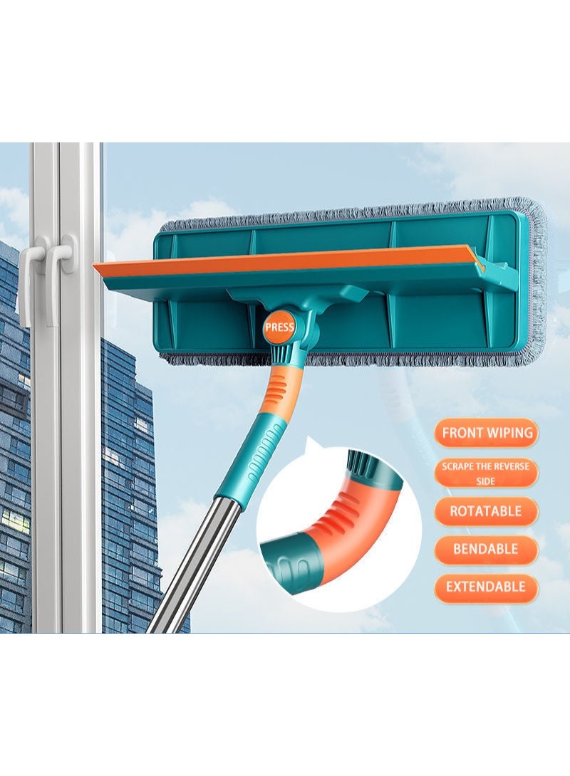 HOMESTAR Window Glass Cleaning Mop, Flexible Window Cleaning Kit With 134.5 cm Telescopic Pole , 2-in-1 Glass Scrubber and Squeegee, Telescopic Window Washing Equipment With Bendable Head, 180° Pivoting Head For Cleaning, Strong Absorption & Hang Hole, Glass Cleaning Tools For Indoor/Outdoor High Window,  27*134.5 cm - Image 3
