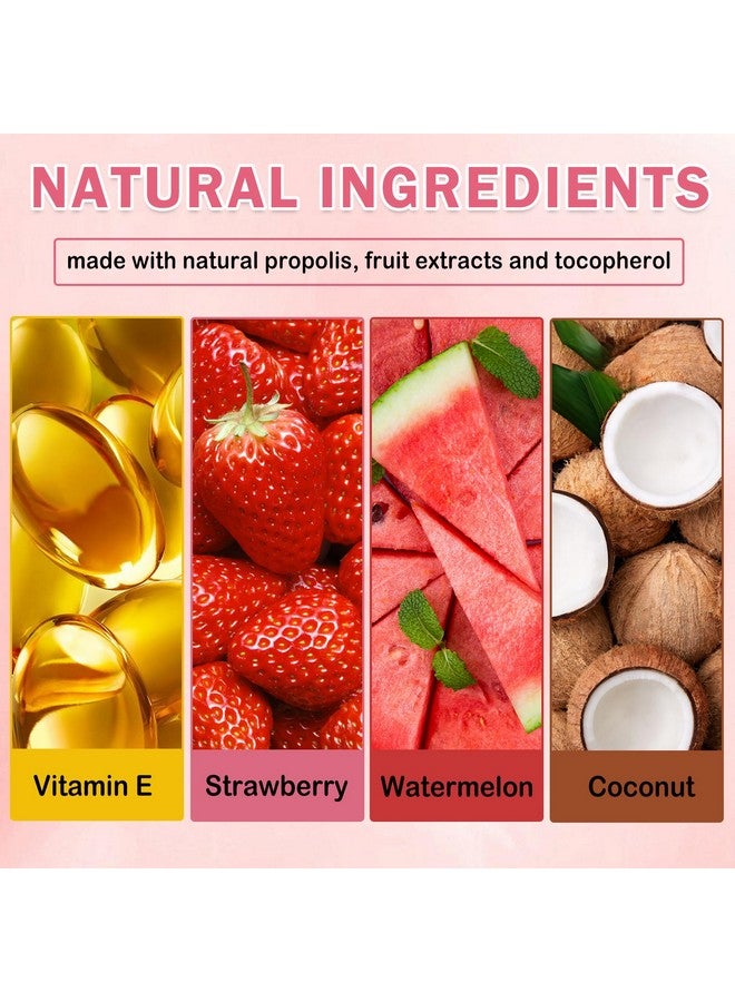 كيو اي يو اف اس اس اي مرطب شفاه QIUFSSE Honey Pot، 3 قطع مرطب شفاه بنكهة جوز الهند والبطيخ والفراولة، مرطب شفاه النحل مرطب شفاه العسل، قناع شفاه يمنع الجفاف والتشقق طوال الليل - Image 3