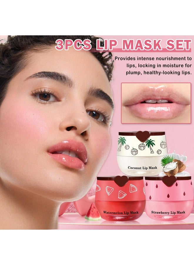 كيو اي يو اف اس اس اي مرطب شفاه QIUFSSE Honey Pot، 3 قطع مرطب شفاه بنكهة جوز الهند والبطيخ والفراولة، مرطب شفاه النحل مرطب شفاه العسل، قناع شفاه يمنع الجفاف والتشقق طوال الليل - Image 2