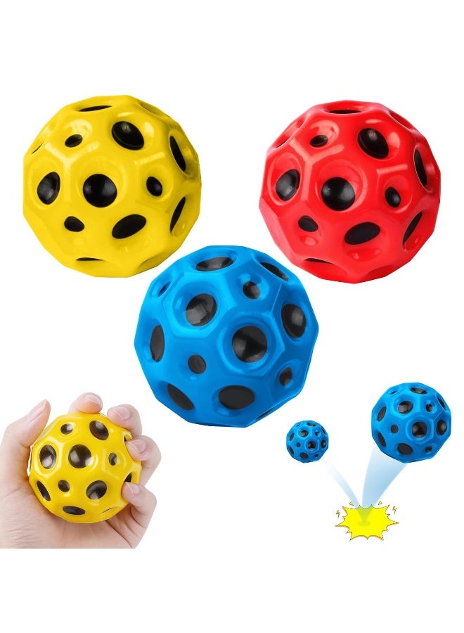 PLAYZO Moon Ball | Bouncy Ball | Porous Bouncy for Kids' Toy with Ultimate Bounce Fun |High Jumping Rubber Space Ball | Yellow - Image 2