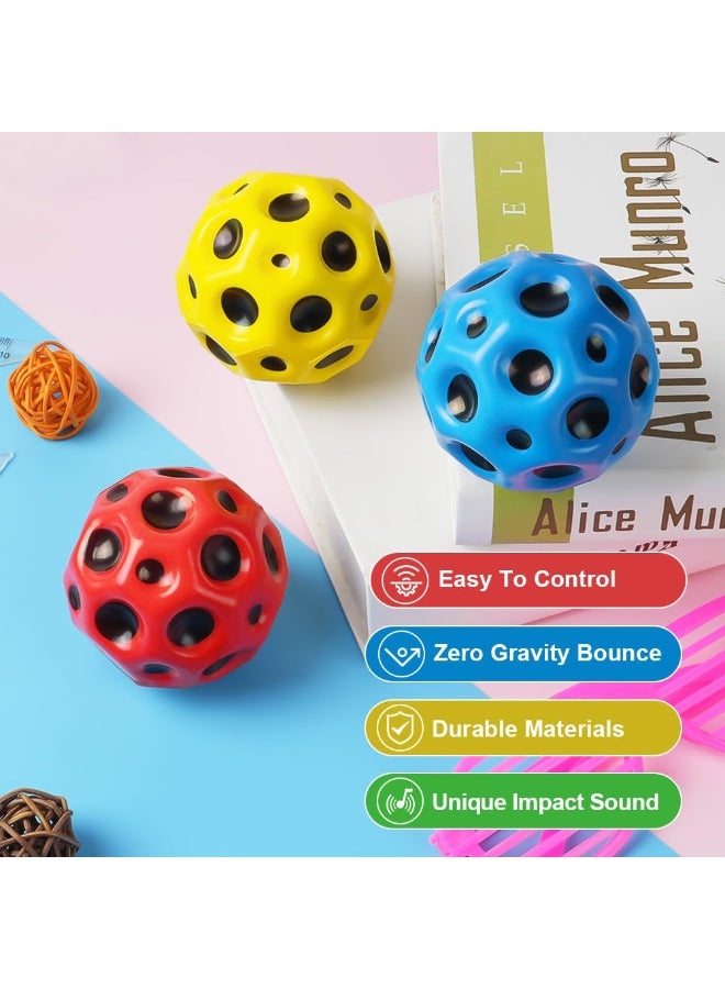 PLAYZO Moon Ball | Bouncy Ball | Porous Bouncy for Kids' Toy with Ultimate Bounce Fun |High Jumping Rubber Space Ball | Yellow - Image 3