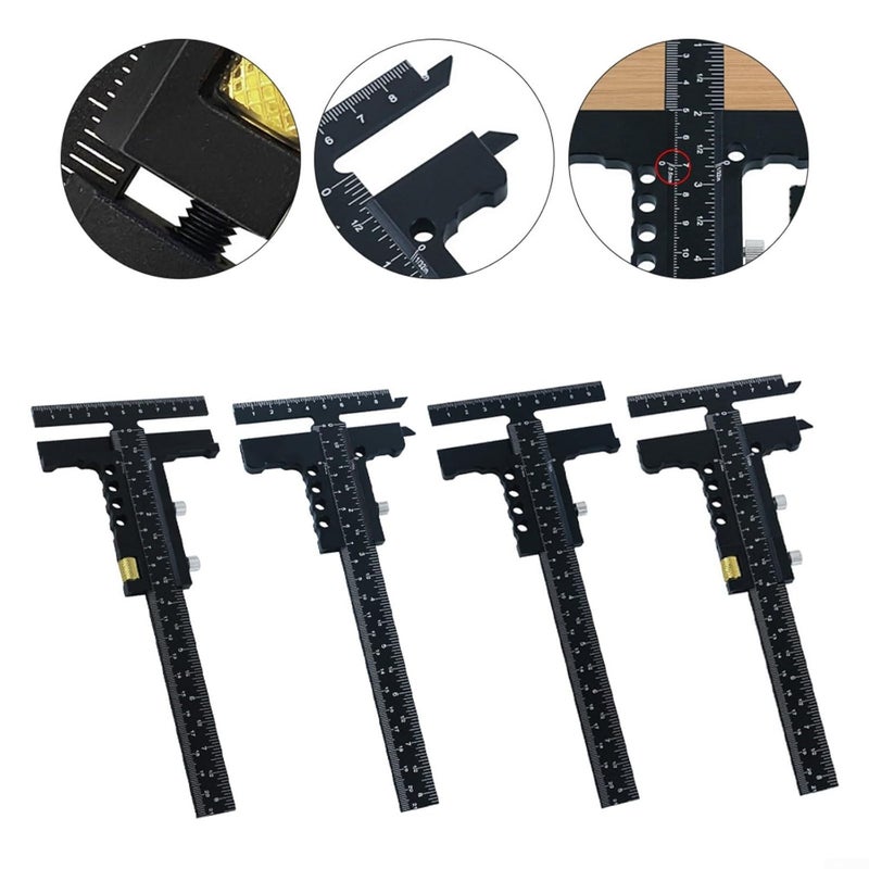 مقياس قلم النقاش الخشبي من سبائك الألومنيوم، مسطرة قياس مربع T، الحجم D 229 × 90 مم - Image 5