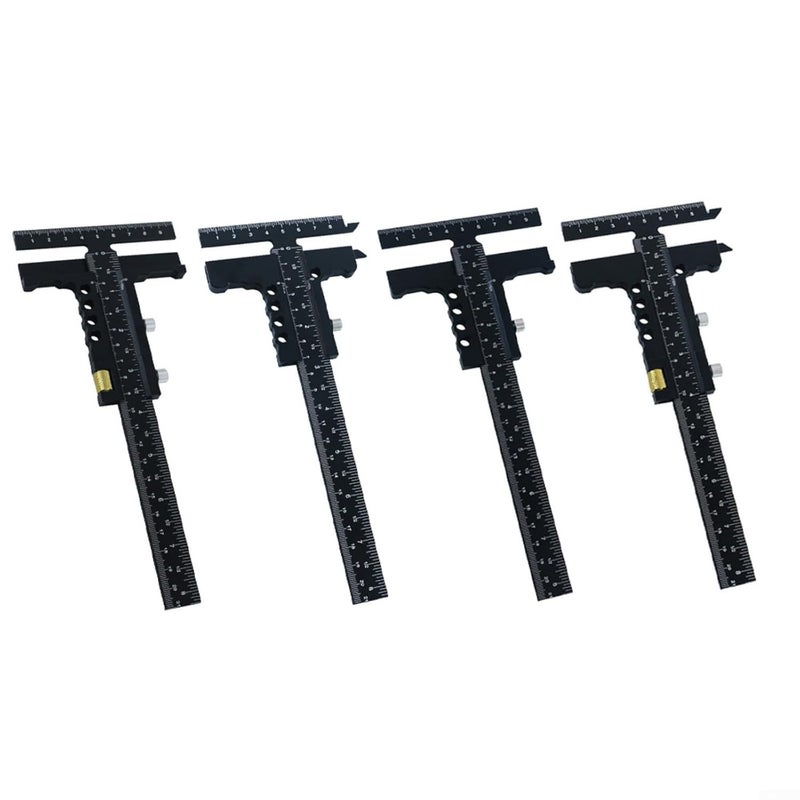 مقياس قلم النقاش الخشبي من سبائك الألومنيوم، مسطرة قياس مربع T، الحجم D 229 × 90 مم - Image 2