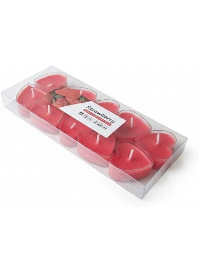 سبيس شوب عشر شموع حب على شكل قلب وشموع معطرة برائحة الورد شموع حب رومانسية لعيد الحب وطلب الزواج والزفاف وأعياد الميلاد والخطوبة وردي - Image 2