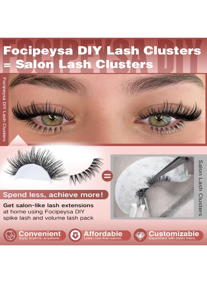 Focipeysa Volume Lash Clusters Wispy Eyelashes Extensions 1016mm Cluster Lash Extensions CCurl Lashes Extensions with Bottom Lashes Salon Effect Individual Eyelash DIY Eyelashes Clusters at Home - Image 4
