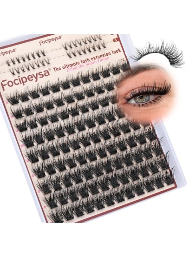 Focipeysa Volume Lash Clusters Wispy Eyelashes Extensions 1016mm Cluster Lash Extensions CCurl Lashes Extensions with Bottom Lashes Salon Effect Individual Eyelash DIY Eyelashes Clusters at Home - Image 1