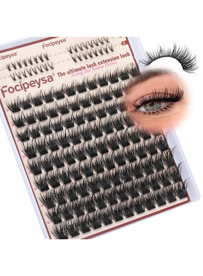 Focipeysa Volume Lash Clusters Wispy Eyelashes Extensions 1016mm Cluster Lash Extensions CCurl Lashes Extensions with Bottom Lashes Salon Effect Individual Eyelash DIY Eyelashes Clusters at Home - Image 2