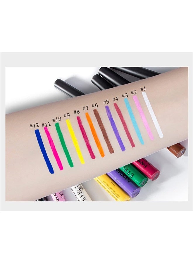 12 Colors Matte Liquid Eyeliner Set Rainbow Colorful Neon Eyeliner Pencil Pigmented Waterproof Smudgeproof Long Lasting Gel Eye Liner Christmas Makeup Gift Kit for Women (Set A)
