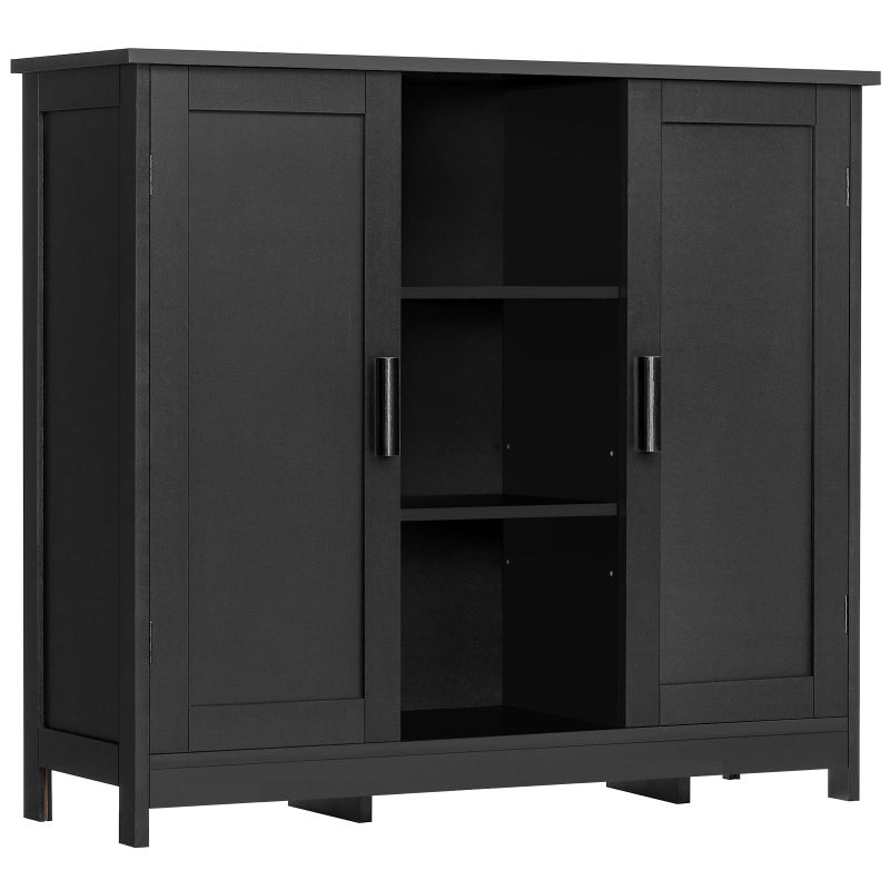 Iwell Iwell Storage Cabinet with 2 Doors and 4 Storage Shelves Bathroom Cabinet Cupboard for Living Room Home Office Entryway Black 
