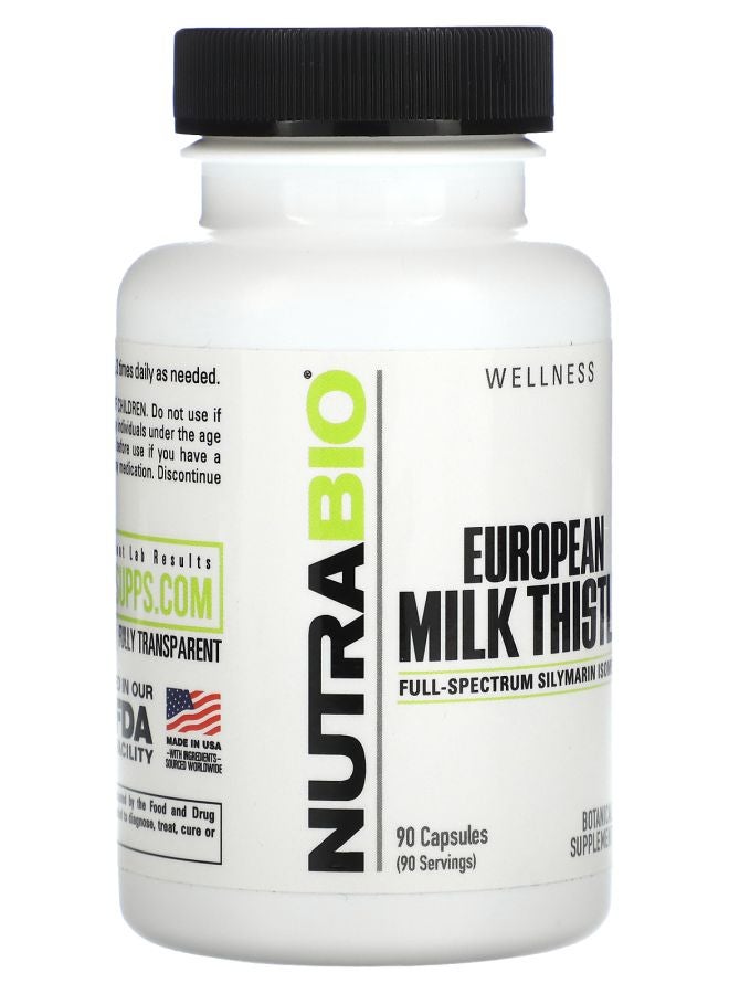 NutraBio European Milk Thistle 90 Capsules (241 mg per Capsule) - Image 2