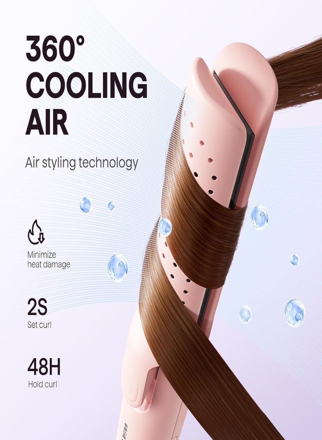 ويفي توك مكواة تجعيد الشعر Wavytalk Airflow Styler، بتقنية Cool Curl، وتقنية Cool Air Lock 360° لتثبيت التجعيدات لفترة أطول، وتقليل التلف، مكواة فرد وتجعيد الشعر 2 في 1، مقاس 1.25 بوصة، مضادة للحروق للشعر القصير والطويل، لون وردي - Image 3
