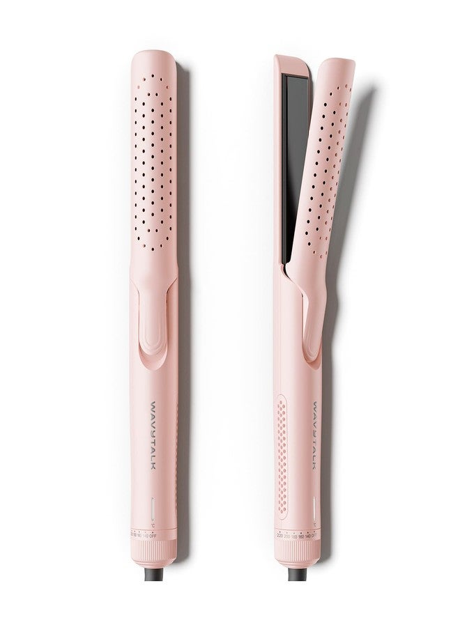 ويفي توك مكواة تجعيد الشعر Wavytalk Airflow Styler، بتقنية Cool Curl، وتقنية Cool Air Lock 360° لتثبيت التجعيدات لفترة أطول، وتقليل التلف، مكواة فرد وتجعيد الشعر 2 في 1، مقاس 1.25 بوصة، مضادة للحروق للشعر القصير والطويل، لون وردي - Image 1