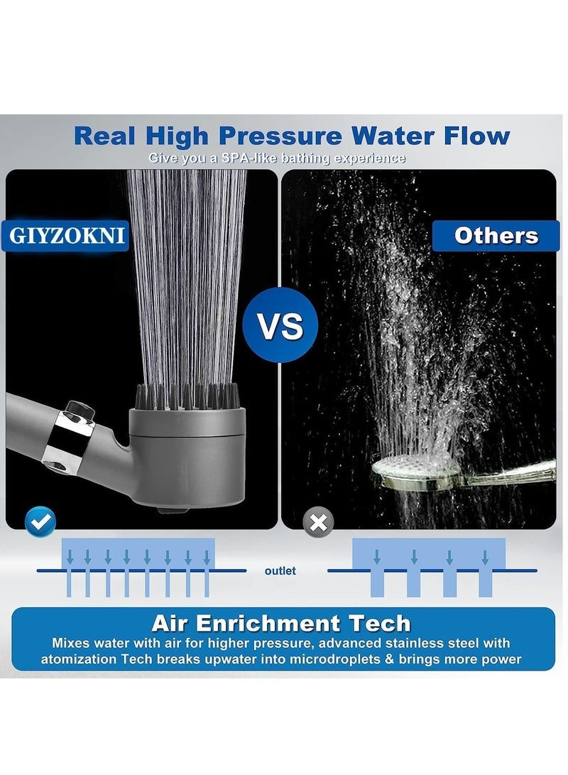 Captaintech Shower Head, 3 Settings High Pressure Shower Head Handheld Shower Set, Filtered Hand Held Shower Built-in Filter Element, with 1.5M Stainless Steel Hose, Non Perforated Shower Base - Image 5