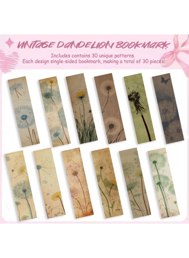 30 قطعة من علامات مرجعية على شكل الهندباء للأطفال، علامة مرجعية نباتية طبيعية عتيقة، علامة مرجعية على شكل الهندباء للمدرسة والمكتب والطلاب والمراهقين وعشاق قراءة الكتب، هدايا الفصل الدراسي - Image 3