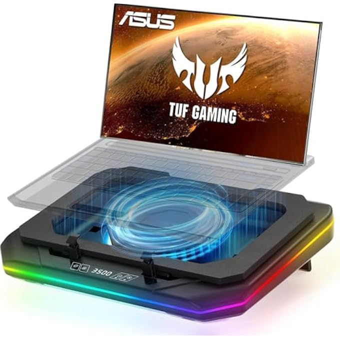 rayihni COOLING PAD FOR ASUS TUF GAMING A17 A18 A15 A16 A14 F15 F16 F17 DASH 15 F15 LAPTOP,COOLER WITH ULTRA POWERFUL BOOSTER TURBO COOLING FAN CAN FAST COOLING,6 RGB LIGHT MODE,ADJUSTABLE SPEED,TOUCH START - Image 1