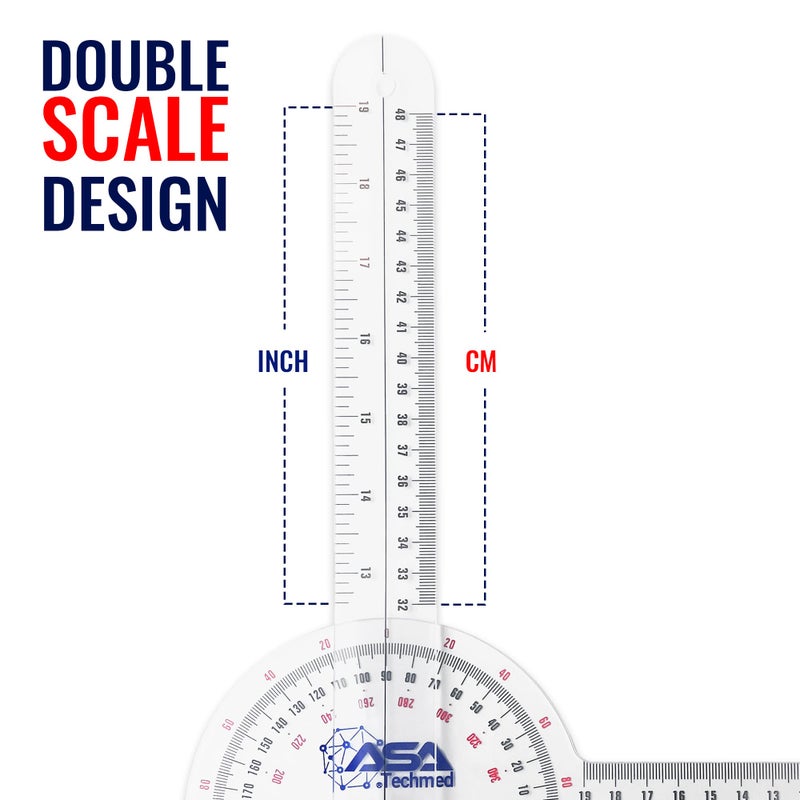ASA TECHMED 6 Pcs 360Â° 12, 8 and 6 Inch Medical Spinal Goniometer Angle Protractor Angle Ruler - Image 4