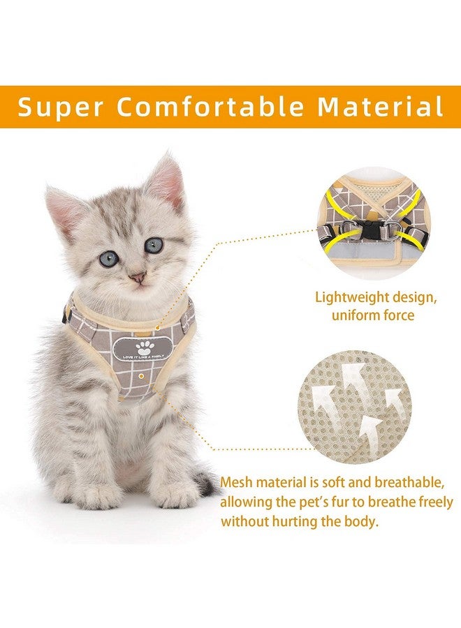 NCMAMA Cat Vest Harness and Small Dog Vest Harness for Walking, All Weather Mesh Harness, Cat Vest Harness with Reflective Strap, Step in Adjustable Harness for Small Cats (Khaki-Pattern, XS) - Image 3