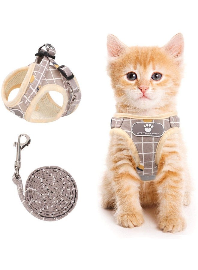 NCMAMA Cat Vest Harness and Small Dog Vest Harness for Walking, All Weather Mesh Harness, Cat Vest Harness with Reflective Strap, Step in Adjustable Harness for Small Cats (Khaki-Pattern, XS) - Image 1