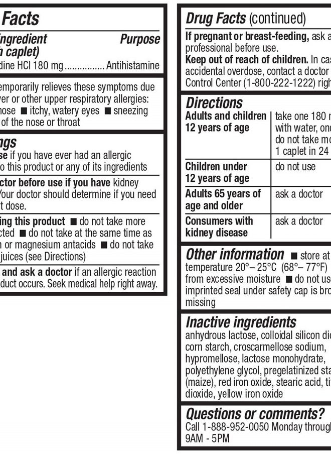 HealthA2Z Fexofenadine Hydrochloride 180mg, Antihistamine for Allergy Relief, Non-Drowsy, 24-Hour Antihistamine for Allergy Relief (120 Count (Pack of 1))  - Image 3